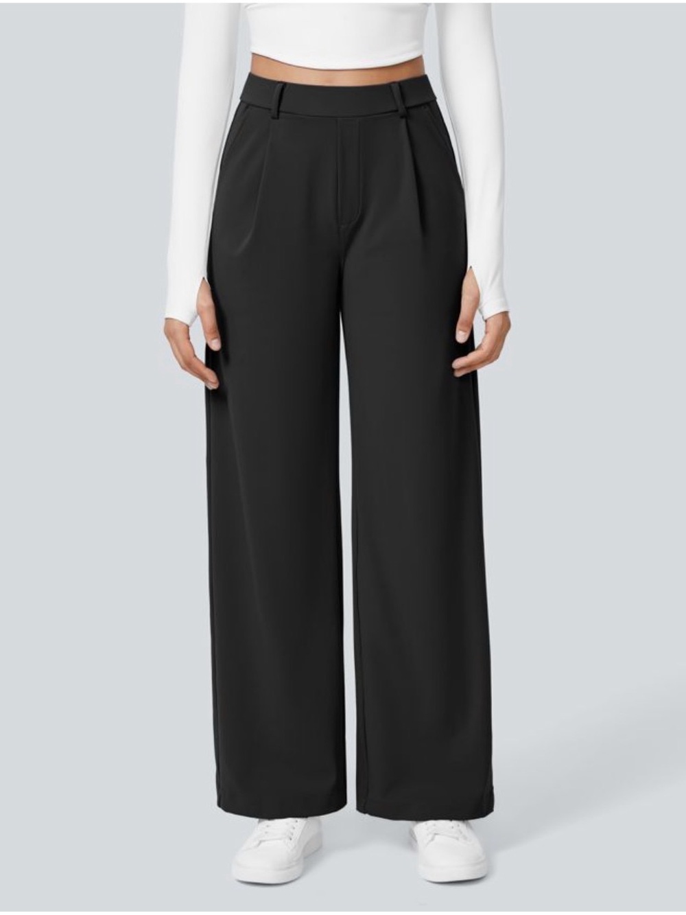 Women’s Black Dress Pants - Tailored Pleat Front